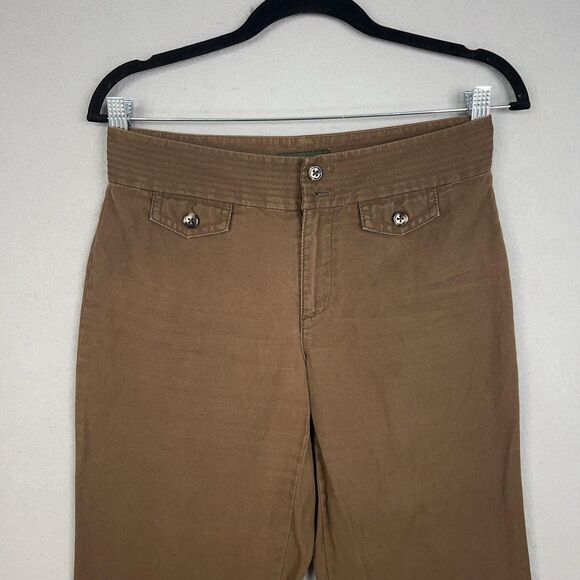 Eddie Bauer Pants Womens 2 Brown Khaki Linen Blend Wide Leg Chino Outdoors - Picture 2 of 15